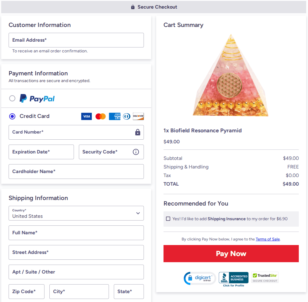 Biofield Resonance Pyramid Checkout